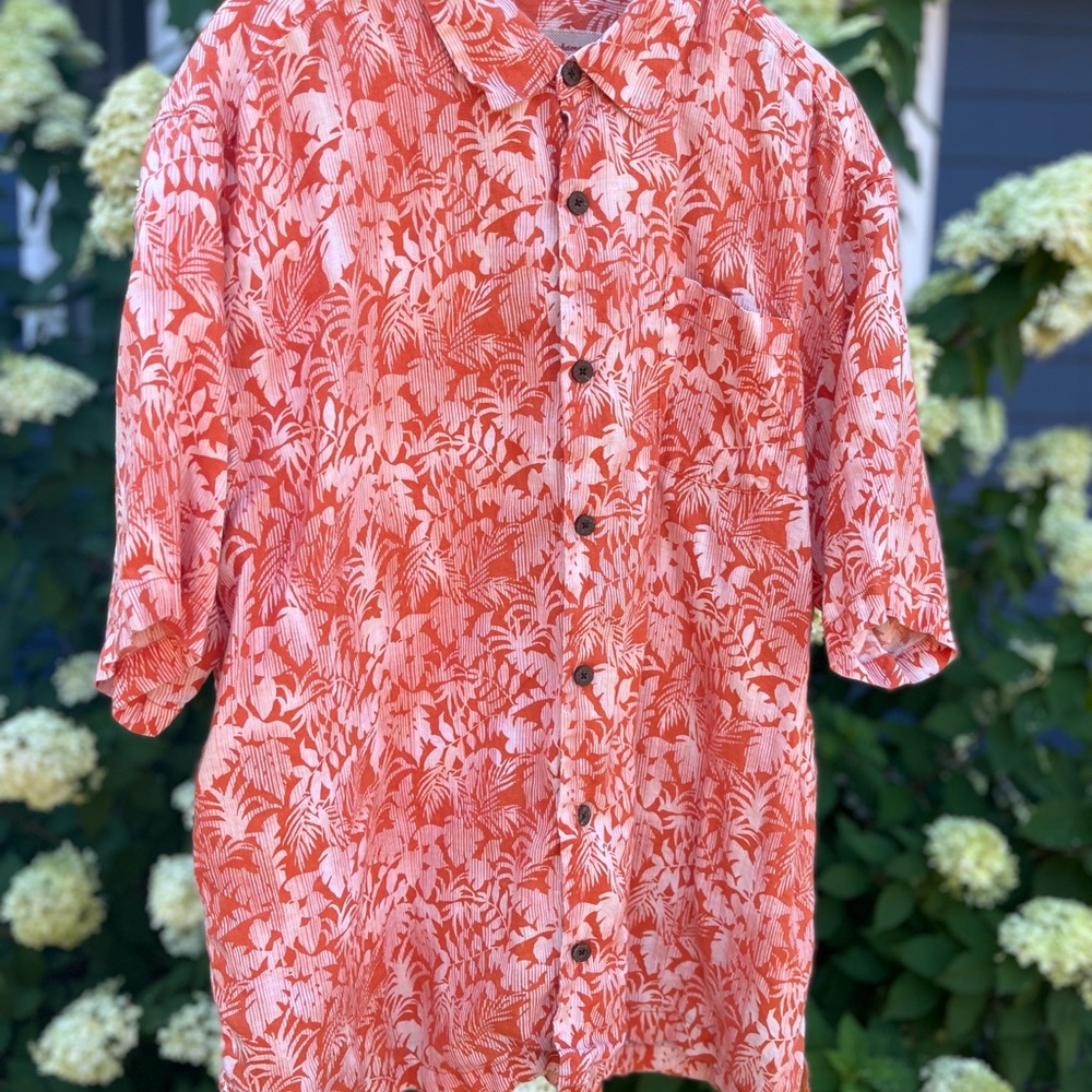 Men’s Tommy Bahama orange Hawaiian shirt